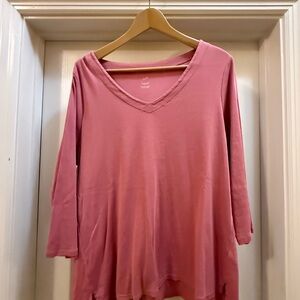 J. Jill Women's Pink Long Sleeve V-Neck Top